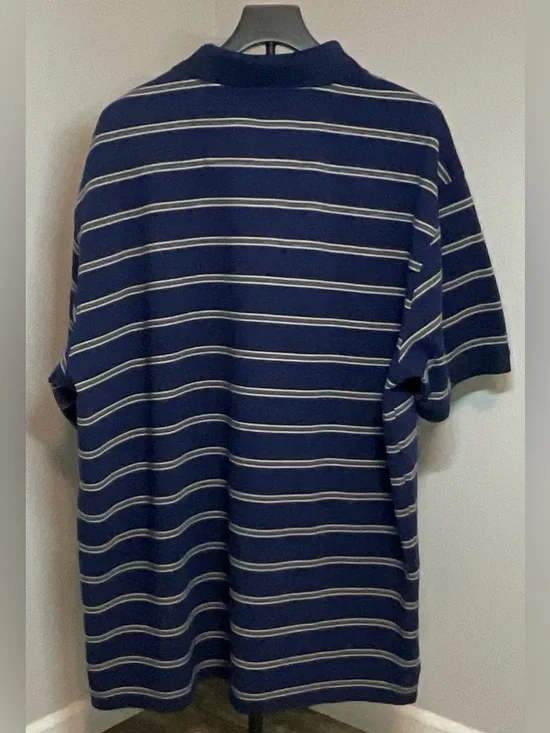 St. John’s Bay - Men's Navy Blue Striped Polo Shirt - Picture 2 of 3